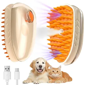 5 in 1 Cat Steam Brush for Shedding with Skin Detection Rechargeable Pet Spray Hair Removal Comb for Cats Dogs Long Short Haired Pets Steaming Dog Brush for Shedding Massaging Grooming