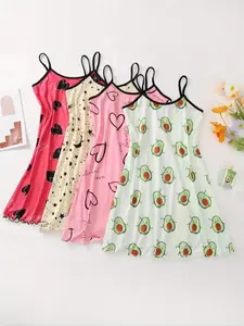 Women's All Over Print Sleeveless Cami Nightdress, Casual Soft Comfortable Spaghetti Strap Nightgown for All Seasons, Lady's Sleepwear for Indoor Wear, Breathable Sleep Dress