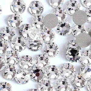 144 count SS40 / 8mm Clear  Flat  Brilliant Round Rhinestones Glass Stones Glitter  Transparent Faux  (Clear)