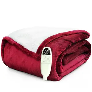 【Christmas Gift】Heated Blanket Electric Throw - Heating Blanket Throw 10 Hours Auto-off 6 Heat Level Heat Blanket Over-heat Protection Flannel Sherpa Heater Blanket Perfect Present for Winter, Thanksgiving, Christmas, New Year Gift