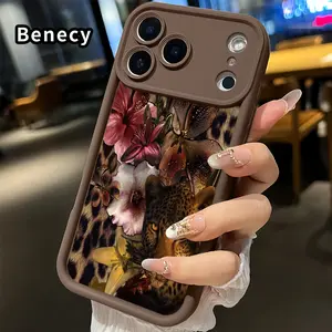 Wildflower Leopard Harmony Pattern TPU Phone Case for iPhone 17 Pro Max 16 15 14 Plus 13 12 Mini 11 XR X XS Air E Shockproof Non Slip Military-Grade Protection Silicone Cover Smartphone Casing