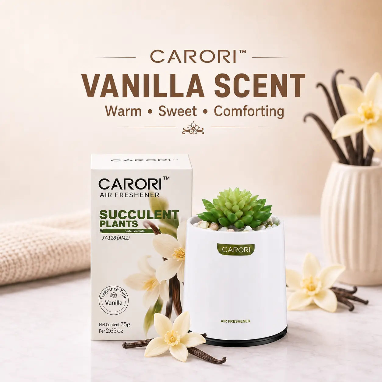 CARORI Succulent Plant Solid Air Freshener Incense - Vanilla Scent, Long-Lasting Odor Eliminator, Home/Car Bathroom Aromatherapy Gel