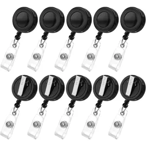 30 Pack Badge Reels Retractable with Swivel  Clip Retractable Badge Holder Reel Clips for Teachers, Students, Office Workers (Black)