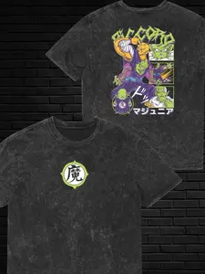 Piccolo Anime Pattern T-shirt Orange Piccolo Comic Style T-shirt Gift, Men's and Women's Summer Casual Everyday Wear Sports Loose and Comfortable Round Neck Short Sleeve Fashion Top