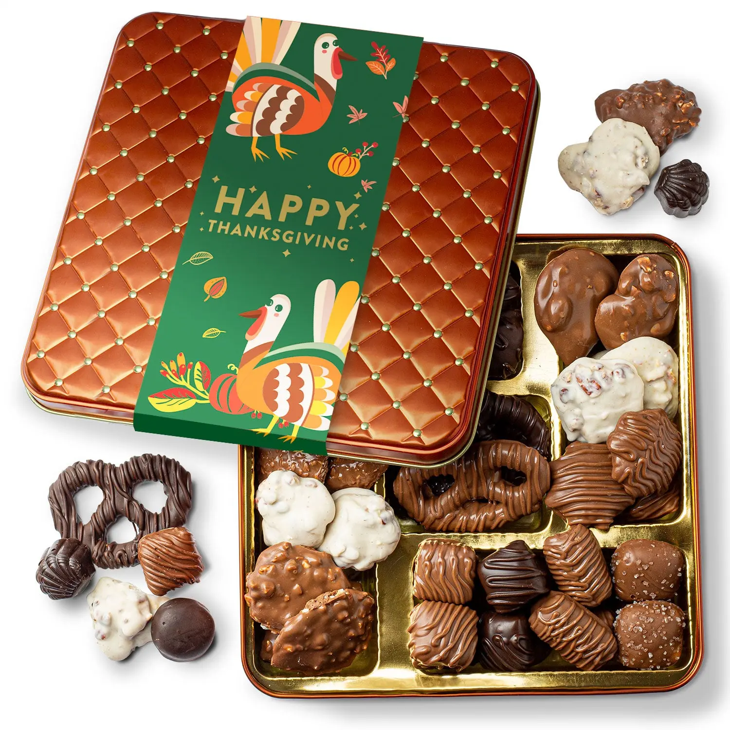 Thanksgiving Gift – Assorted Chocolate Gift Tin with Festive Sleeve