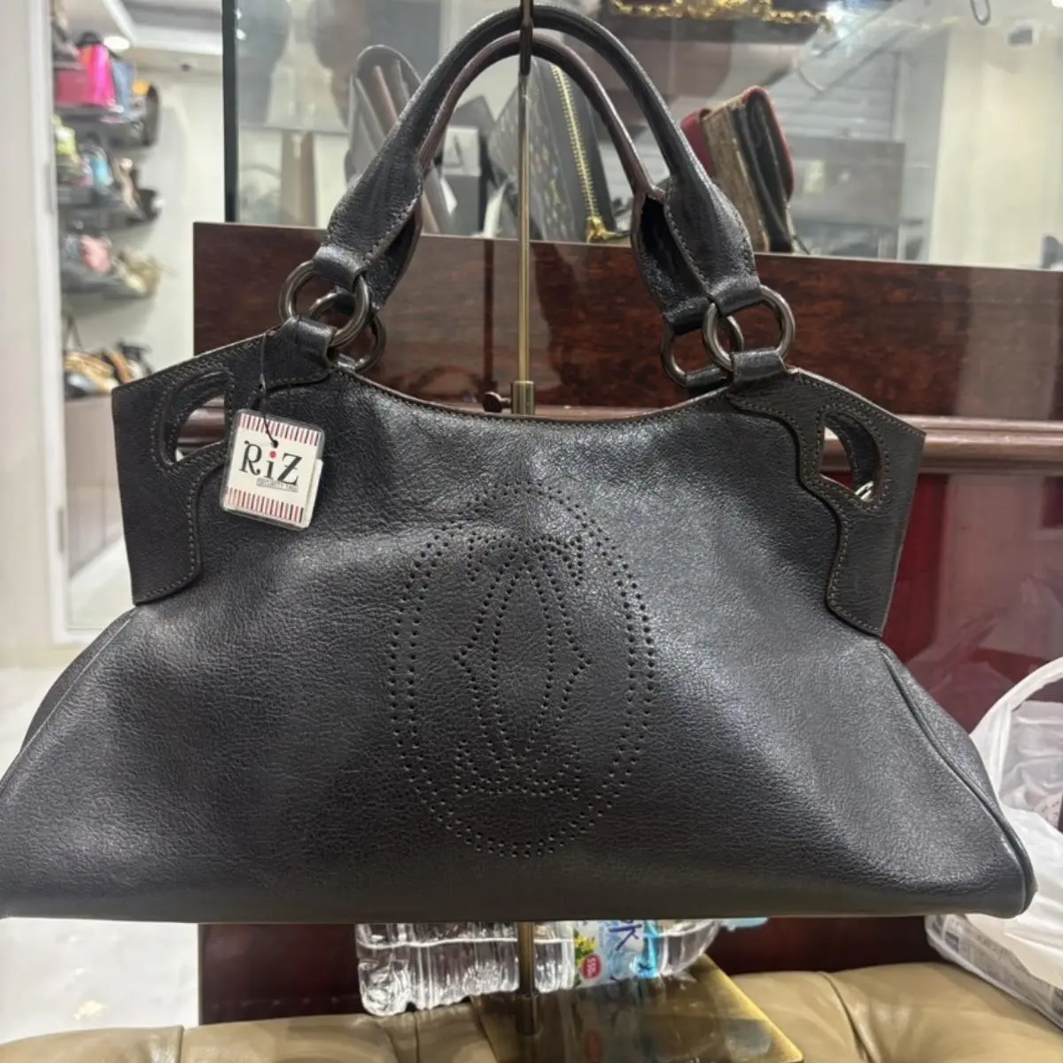 Pre-owned Cartier As Shown Shoulder Bags Marcello de black leather 0181967