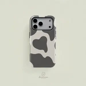 1PC Cow Print Abstract Pattern Camouflage Printed Phone Case, Durable TwoinOne Shockproof Phone Cover, Phone Accessories for iPhone X 11 12 13 14 15 Pro Max, Galaxy S23 Ultra Series Holiday/Birthday Gift Stylish Protective Case, Protection, Smartphone