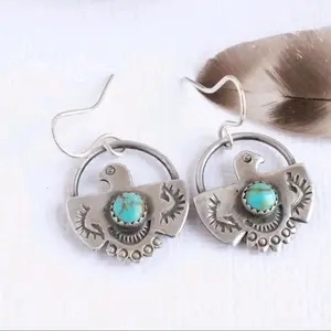 Western Thunderbird Turquoise Drop Earrings
