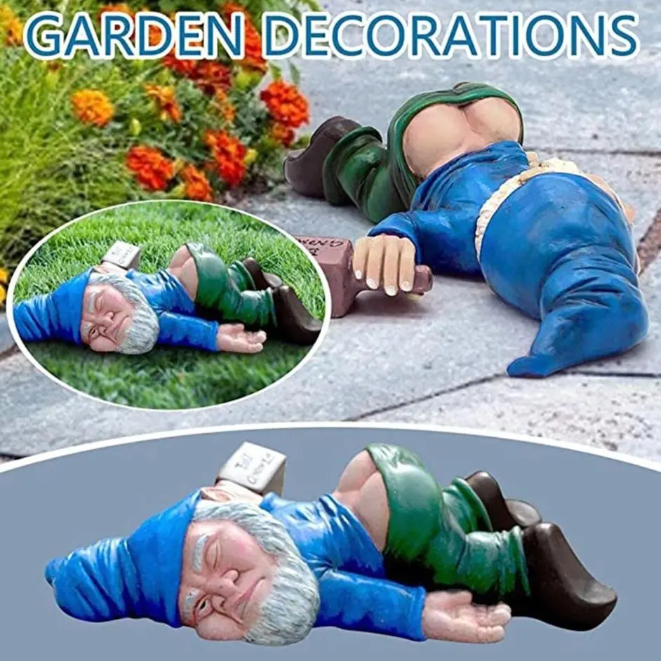 Funny Laid-Back Mooning Garden Gnome Statue - Naughty Outdoor Lawn Figurine, Unique Patio Decor, Gag Gift for White Elephant Parties