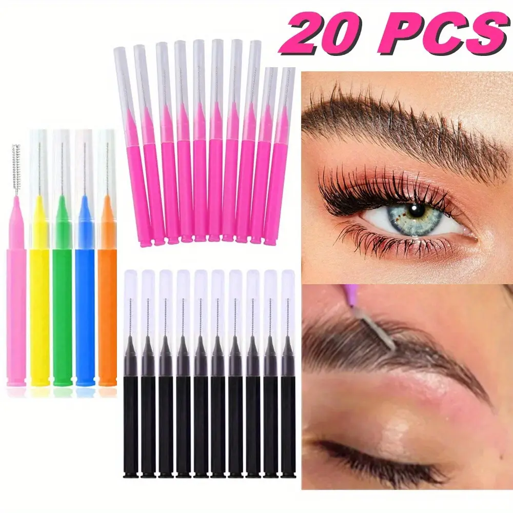 20Pcs Mini Eyebrow Brush Brow Perm Brush Brow Styling Disposable Brow Lifting Brushes Bendable Micro Eyelash Brush Applicators Cosmetic Makeup Tools Makeup Brush Kit