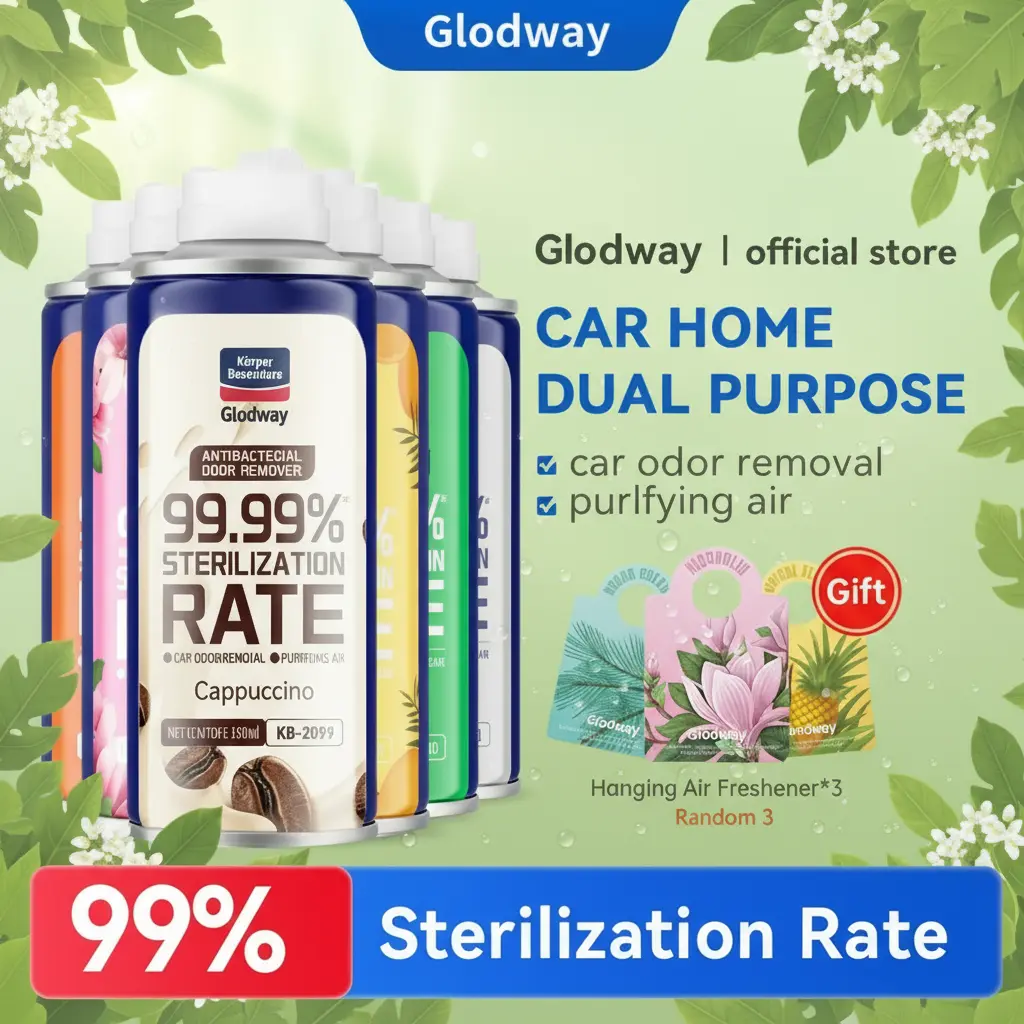 【Glodway】99% Antibacterial Car Air Freshener - Odor Remover & Multipurpose Deodorizer Spray for Cars & Homes, Car Deodorizer
