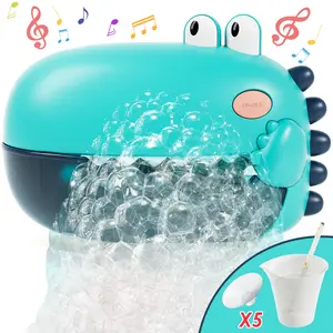 Music Bubble Machine, Automatic Bath Bubble Maker, Dinosaur Bathtub Bubble Maker with 12 Songs, Music Toy for Kids, Bath Toy with 12 songs