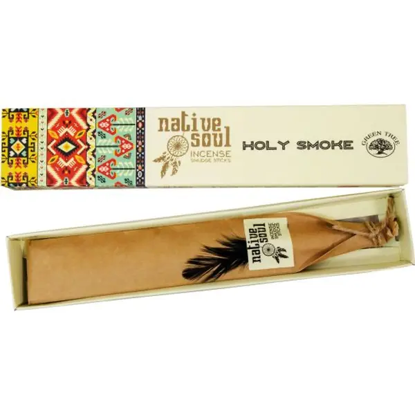 Native Soul Holy Smoke Incense - 15 Grams of Natural Hand-Rolled Masala Sticks - Approximately 45 to 60 Minutes Burning Time - Box - Herbal Fragrance