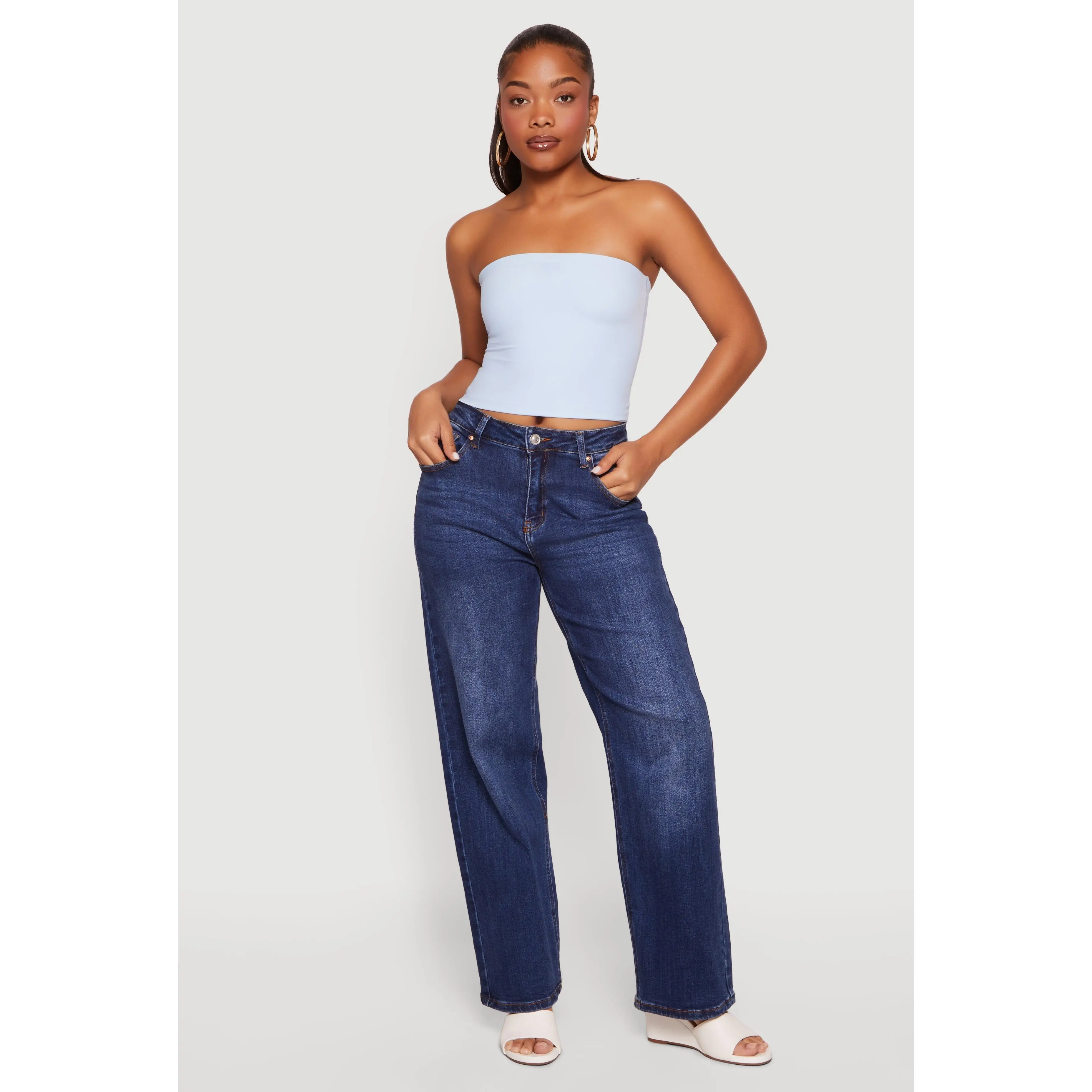 Solid Strapless Crop Top