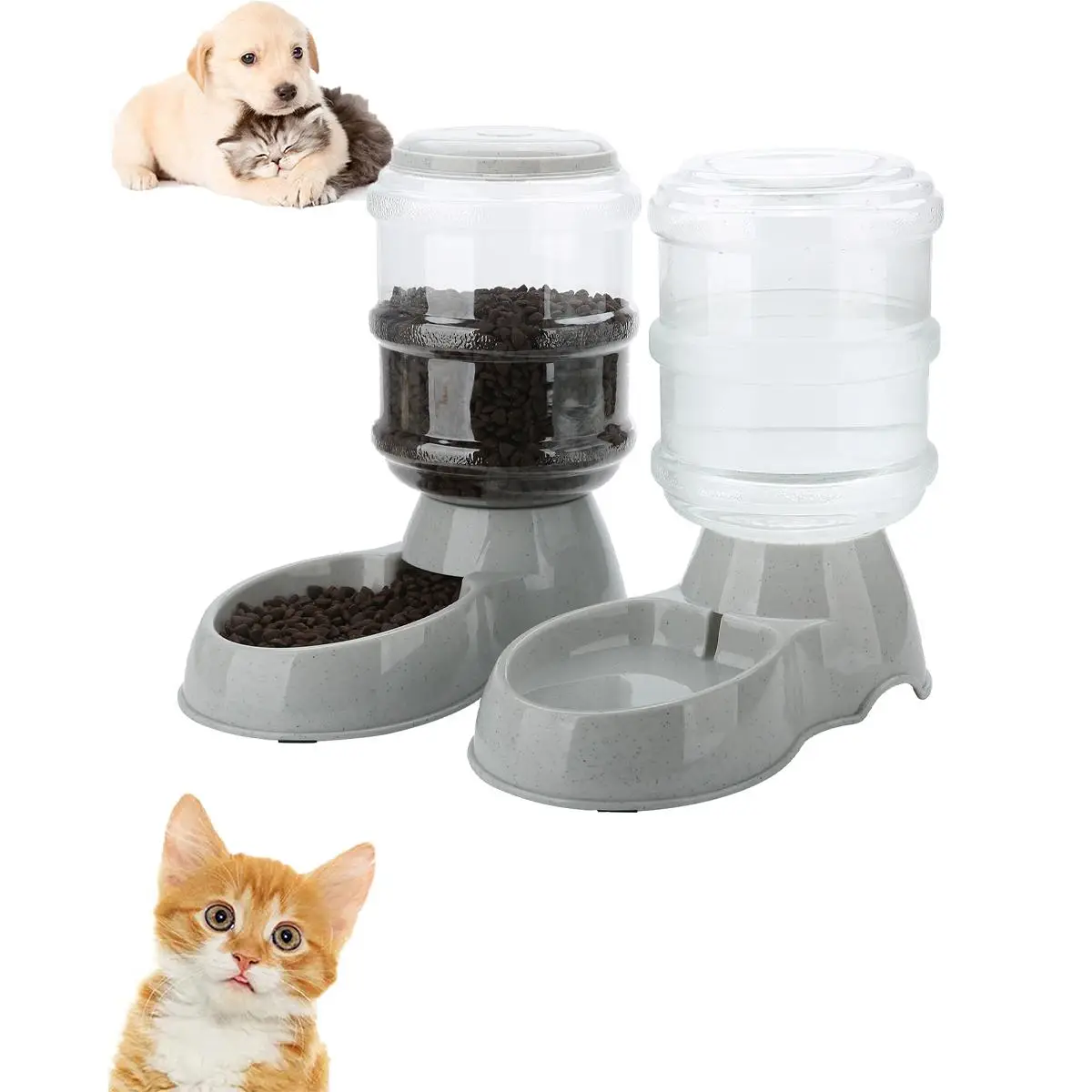 Automatic Dog & Cat Food Dispenser, 3.8L Large Capacity Pet Water Dispenser, Gravity Feeder Suitable For Small & Medium Pet