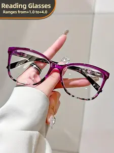 Elegant Cat-Eye Reading Glasses +1.0 to +4.0 Magnification - Full-Rim Round/Hexagonal Frame with Flower, Adjustable Magnifier Eyewear for Seniors & Presbyopia, Comfortable Durable Glasses