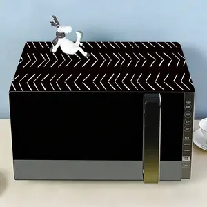 Modern Geometric Flower Design Oven Cover Towel, Anti-Stain Home Kitchen Appliance Accessory, Microwave Dust Proof Cloth, Durable Cover, Dustproof Cover
