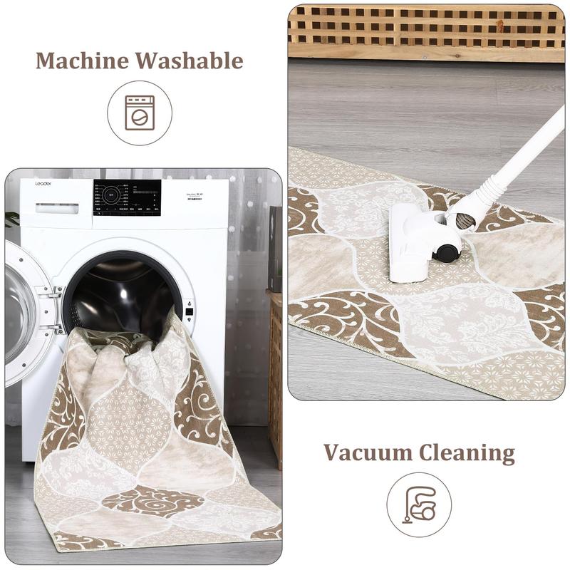 GARVEE Moroccan Area Rug: Ultra-Thin, Soft, Washable, Non-Slip Carpet for Living Room, Bedroom, Dining Room, Office; Sizes 5x7, 8x10, 9x12; Colors: Brown, Blue