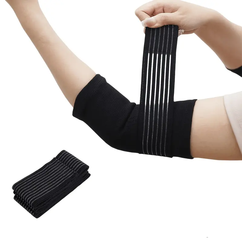 2pcs Compression Elbow Sleeves, Tennis Elbow Support Brace with Wrist Strap, Breathable Elastic Arm Sleeve for Sports, Fitness, Gym, Weightlifting, Running, Basketball, Workout Recovery & Joint Protection, Lightweight Compression Support for Men & Women