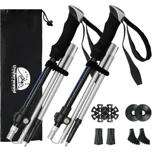 Trekking Poles Collapsible Hiking Poles - 2 Pack  Hiking Sticks, Lightweight Walking Sticks for Seniors, Men, Women , Tri-Fold Walking Poles for Backpacking by