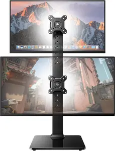 HUANUO Dual Monitor Stand for 13 to 34-inch screens, supports up to 44 lbs, vertical mount design, freestanding monitor riser with swivel, tilt, and rotation features, 13 adjustable height settings, max VESA 100x100.