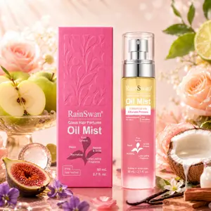 RainSwan Glass Hair Perfume Oil Mist Warm Gourmand Scent 80 mL Leave-In Hair Treatment for Dry & Damaged Hair with 4 Keratin Proteins & 8 Botanical Oils for Hydration, Repair, Smooth Shine & Frizz Control