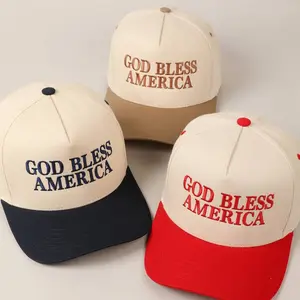 Premium God Bless America Two-Tone Embroidered Canvas Hat