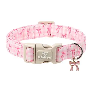 Babole Pet Girl Dog Collar, Adjustable Cute Pink Dog Accessory for Puppy - Quick Release Buckle Collar for Small, Medium & Large Male Female Dogs