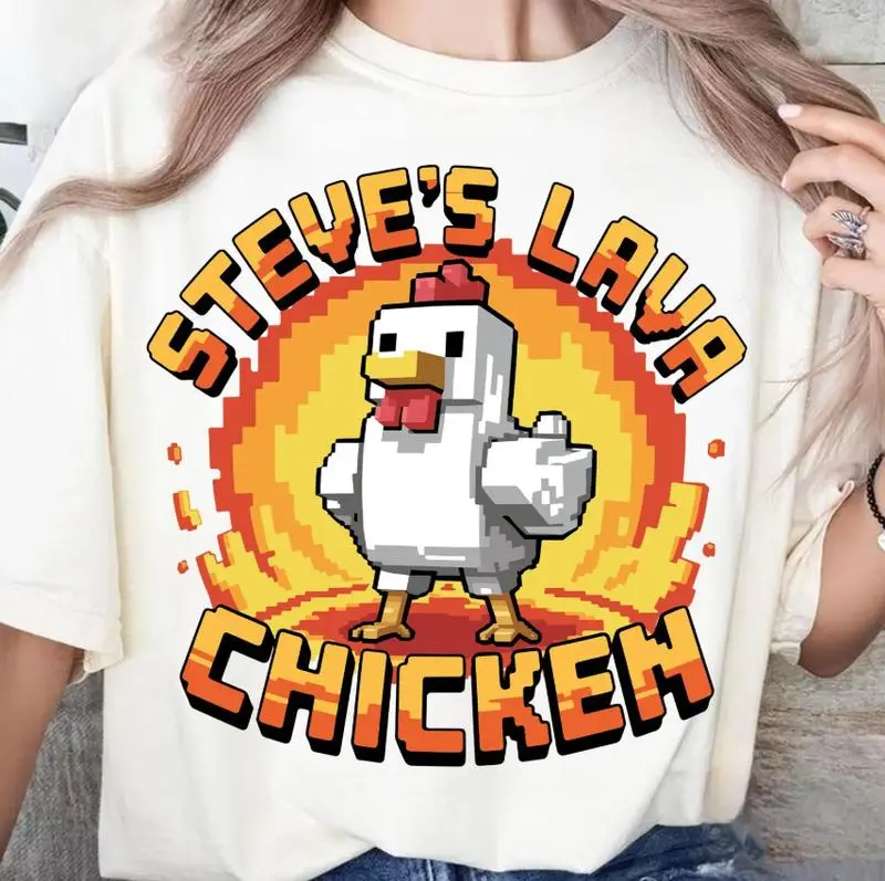 Lava Chicken Youth T-Shirt, Graphic Tees For Boys, Minecraft Cotton Graphic Tees, Gamer Gift, Boys & Girls Birthday Tee, Youth Boys Clothes, Kids Clothing