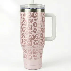 Pink Leopard 40oz Tumbler with Handle and Straw Travel Mug Mothers Day Graduation Gifts for Mom Sister Women