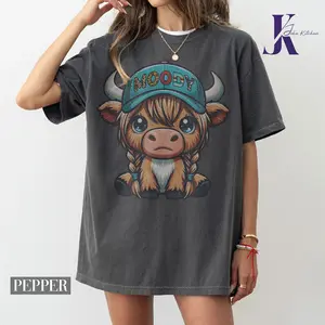 Moody Highland cow Comfort Color Shirt, Highland Cow Comfort colors, Cow shirt, Cute Highland Cow Shirt, Summer Vibes shirt