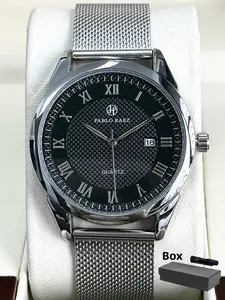 Men's Watch Silver Color IPS Coated Stainless Steel 50m Waterproof Quartz High-Quality Minimalist Dial, Perfect Business Casual Gift, Business Fashion Watches