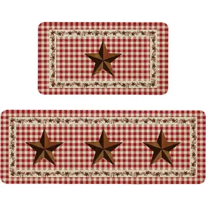 Farmhouse Kitchen Rugs Sets of 2 Non Slip Washable Kitchen Mats for Floor Absorbent Rug for Kitchen Western Country Rustic Kitchen Decor 17"x47"+17"x29"