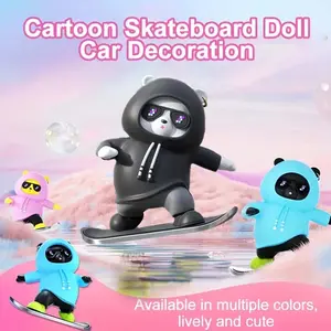 Cute skateboard bear slide center console ornament Automotive interior accessories