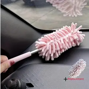 Compact Car Duster Brush, Extendable Microfiber Dusting Tool with Comfortable Handle for Home and Auto interior Cleaning, Helix, Combined, Grill