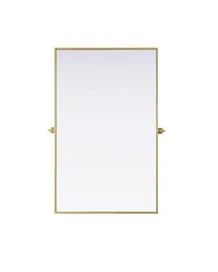 212 MAIN Amoura Adjustable Pivot Bathroom Mirror - 48x30 in., Modern Brass Baby & Maternity Room Decor, Iron-Metal Construction, Easy Installation, Adjustable Mirror