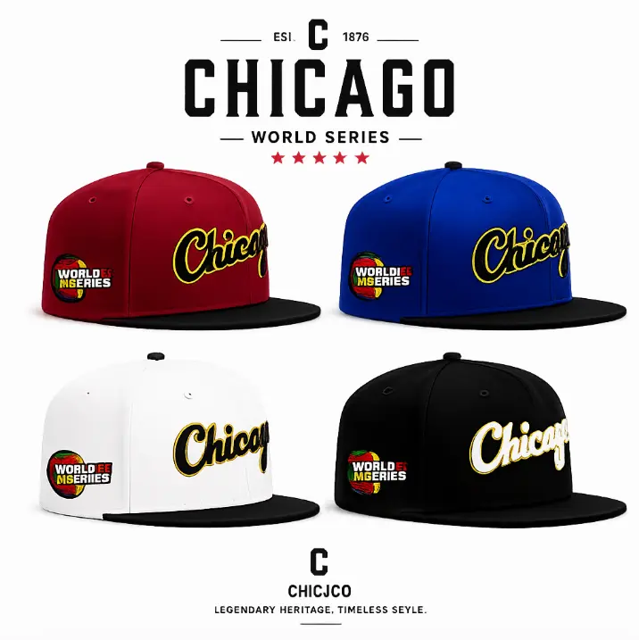 Chicago World Series Collectible Snapback Cap - Adjustable, Flat Brim Baseball Hat for Men & Women