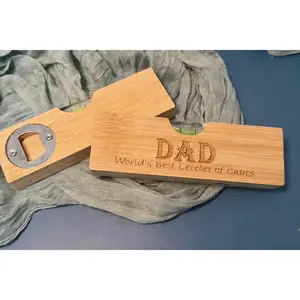Laser Engraved Bamboo Level with Bottle Opener |JOYA CREATIONS