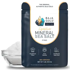 Baja Gold Signature Mineral Sea Salt - Recommended by Gary Brecka - Organic Natural Grain Salt for Cooking & Baking | Authentic Baja Salt | Ideal for All Culinary Creations | 1 lb. Resealable Bag, 300+ Servings