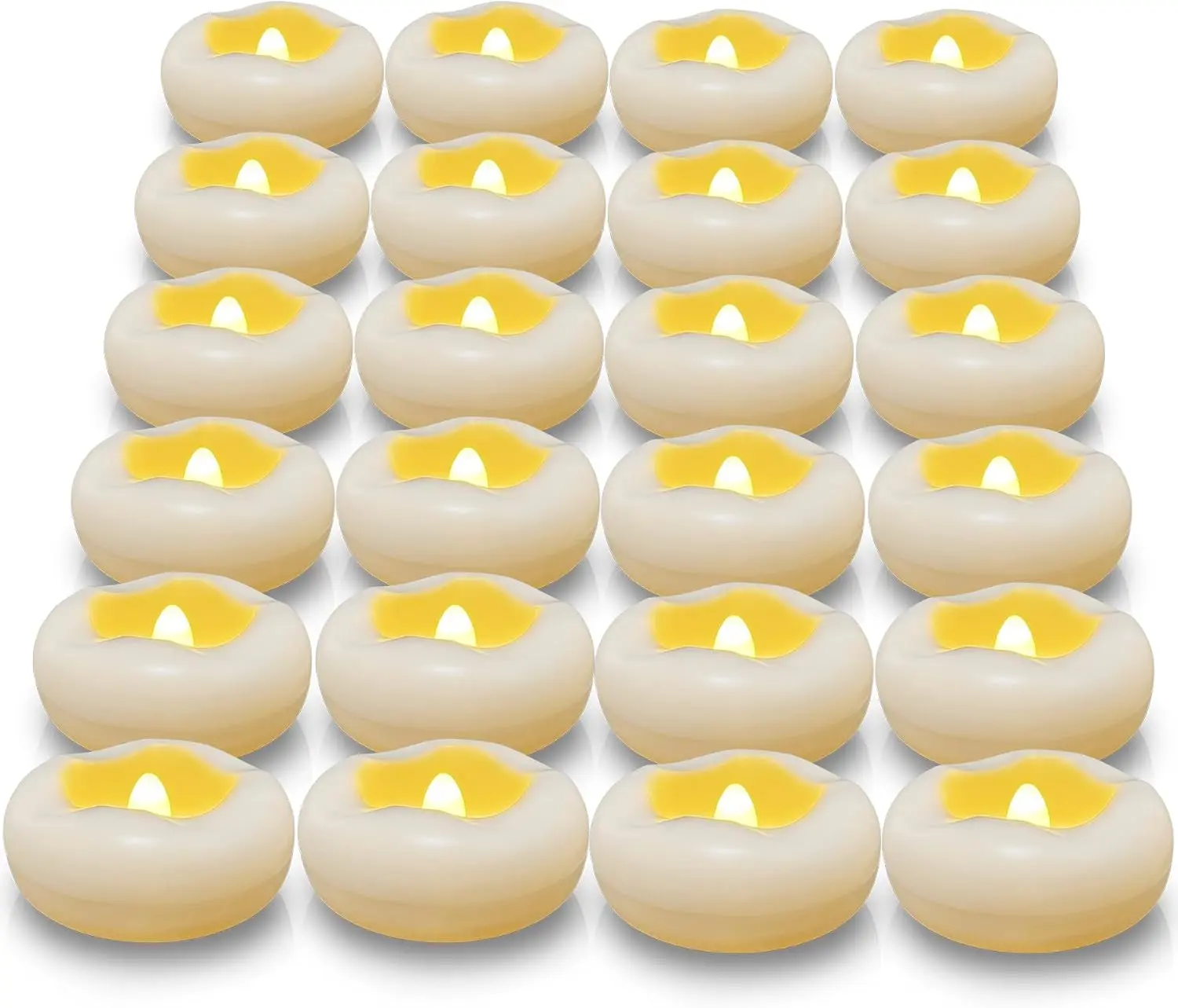 Floating Candles, Water-Activated 2.3" Flameless LED Candle 150+ Hours  Plastic White  Operated Candle for Centerpieces, Cylinder Vases Table Decorations Wedding Pool Party 24 Packs