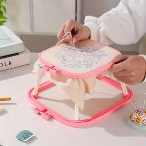 Double-Layer ABS Embroidery Hoop, Sewing Supplies, Daisy Embroidery, Adjustable Elevated French Table Embroidery Frame, Cassette-Style Cross-Stitch Frame, Square DIY Embroidery Hoop, Embroidery Tools, Sewing Crafts, Poke-and-Stitch Embroidery Hoop