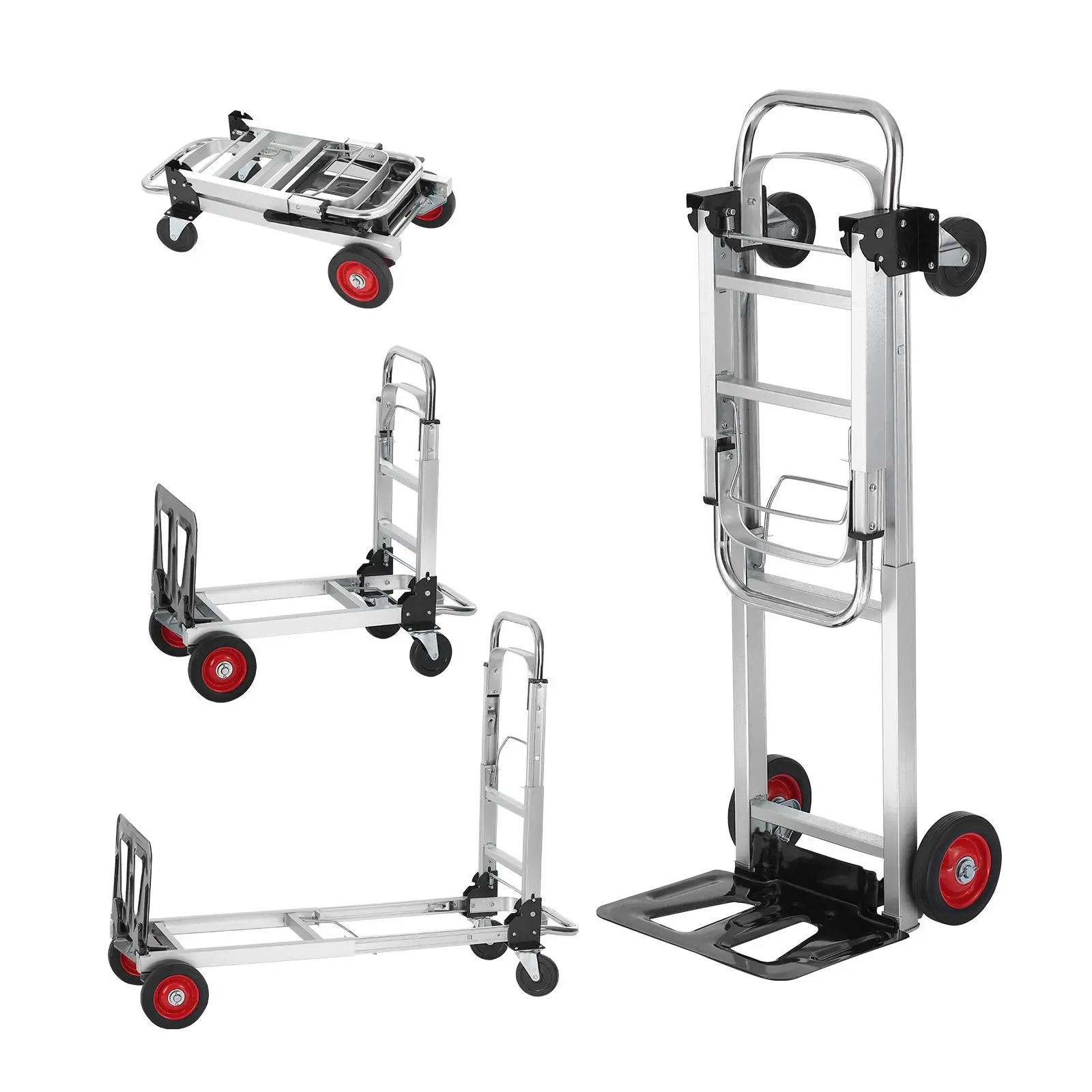 【Summerfinds】VEVOR Heavy Duty Aluminum Folding Hand Truck - 2-in-1 Convertible Compact Wagon, 800 lbs Capacity, Rubber Wheels, 15.1"l x 42.3"w x 34.1"h Portable Cart for Warehouse & Supermarket Transport, Heavy Duty Wagon