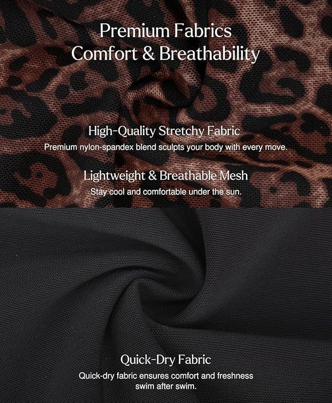 Popilush Leopard Swimwear Set High Waisted Bikini Shapewear Swimsuit  Push Up Adjustable Cover Up