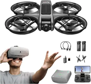 RC VR FPV Drone with Goggles & Remote, Full Guard Protection, Collision-Resistant Frame, Smart Positioning, High-Efficiency Power, Ideal for New Users & Outdoor Fun