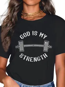 100% Cotton Gym God Is My Strength Christian Workout Fitness Women Men T-Shirt