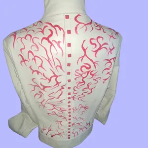 Studded Leather Jacket- white leather jacket with red studs— alternative fashion with cyber design