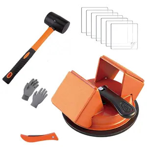Floor Gap Fixer Tool,2026 Upgrade Heavy Duty 45?Floor Gap Fixer Suction Cup Tool with 10 count Sticky Pads,Rubber Mallet & Slot  for Laminate Vinyl Flooring Tools(Orange)