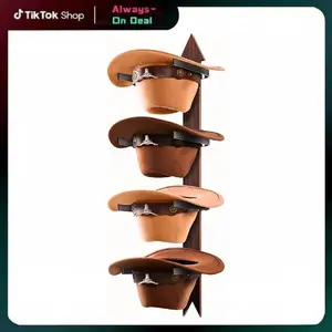 Cowboy Hat Rack Wall Mount - Wooden Western Rustic Metal Hanger With Arrow Sign Board - Holds up to 4 Hats, Fedora, Sun Hats (1 Pack)