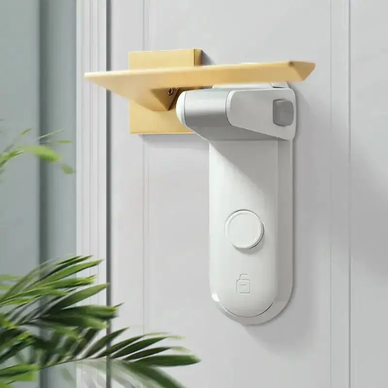 Child-Safety Reinforced Bar Lock, Neutral & Discreet Look Home Door Hardware, Adjustable Fit, Tool-Free Install Home Security Tool