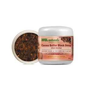 Cocoa Butter Black Soap - All Natural and Organic Raw African Black Soap made with raw cocoa butter for deep cleanse bath and gorgeous skin